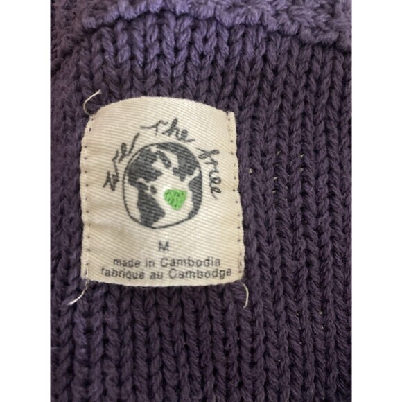 We The Free People Sweater M Purple Cropped Oversized Boho Slouchy Pastel Cotton - Picture 6 of 8